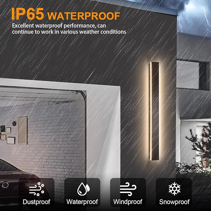AioTio Porch Wall Lights,70.8inch Dimmable Long Strip Modern Exterior Light Fixtures Wall Mount,Black Linear Outdoor Wall Light Fixture IP65 Waterproof,Outside Lighting for House,Corridor