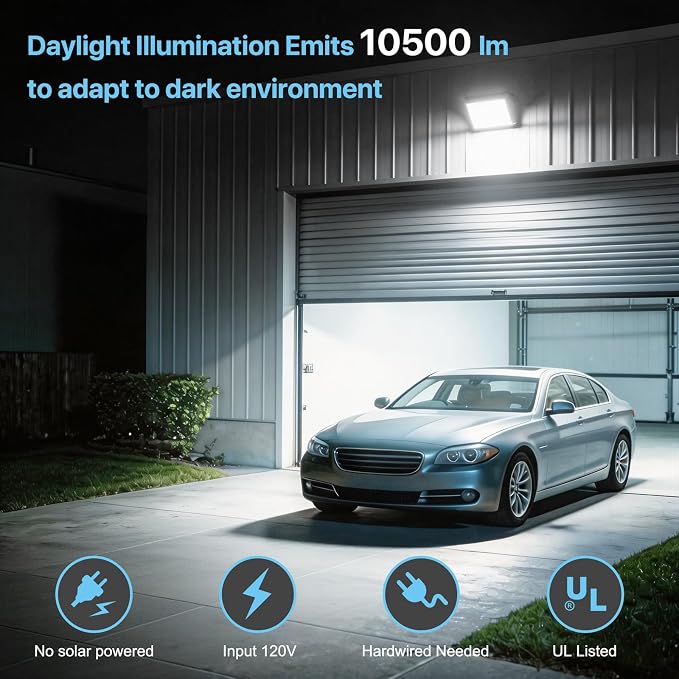 HYPERLITE 70W LED Wall Pack with Dusk-to-Dawn Photocell, Ideal Adjustable Security Lights Outdoor for Barn Yard Garage Shop Factory ETL Listed