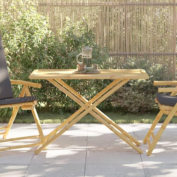 Garden Table Natural Bamboo Versatile Garden Table Outdoor Dining Patio Terrace Backyard Outdoor Eating Dining Furniture Patio Al Fresco Meal for porches 43.3 i