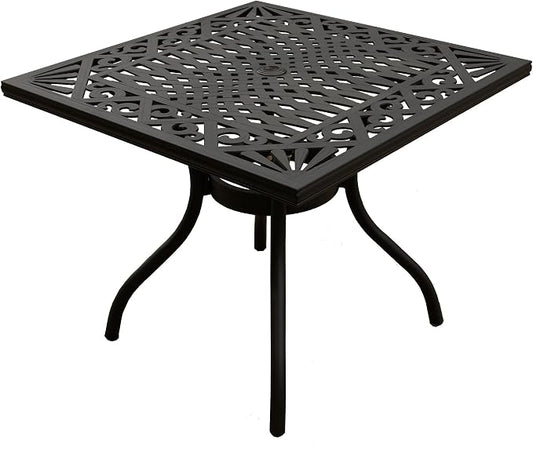 Oakland Living Ornate Outdoor Aluminum Black 37-in Square Patio Dining Table