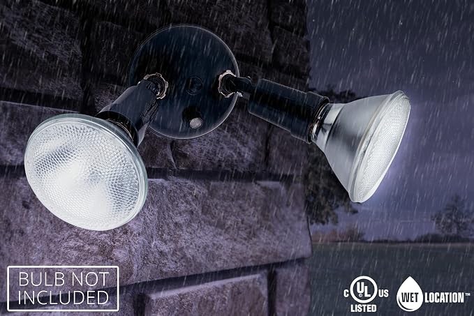 Lithonia Lighting OFTH 300PR 120 P WH-M12 Adjustable Twin PAR Holder with Dusk-to-Dawn, 120 Volts, 300 Watts, White (Pack of 2)