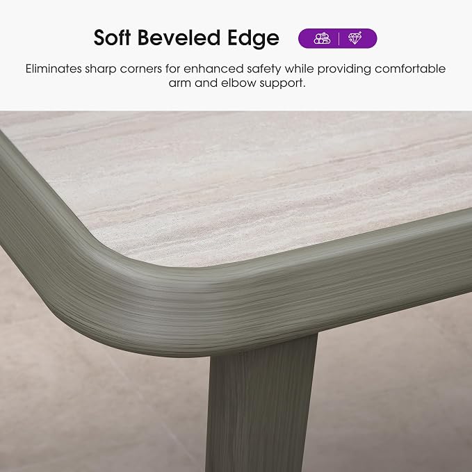 PURPLE LEAF Counter Height Table Patio Square Table Dining Coffee Kitchen Breakfast Bistro Outdoor Pub Bar Table for Garden Balcony, Light Grey