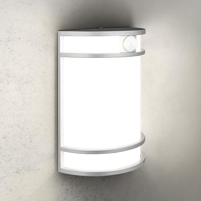 ASD 10 Inch Motion Sensor LED Outdoor Sconce Lights - 15W 120-277V 3000K 4000K 5000K Nickel Exterior Lighting Fixtures, Exterior Lights for House, Modern Patio Wall Light Fixture ETL