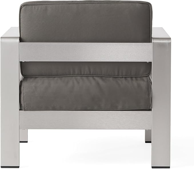 Christopher Knight Home Crested Bay Aluminum Patio Chat Set, 5-Pcs Set, Khaki / Silver