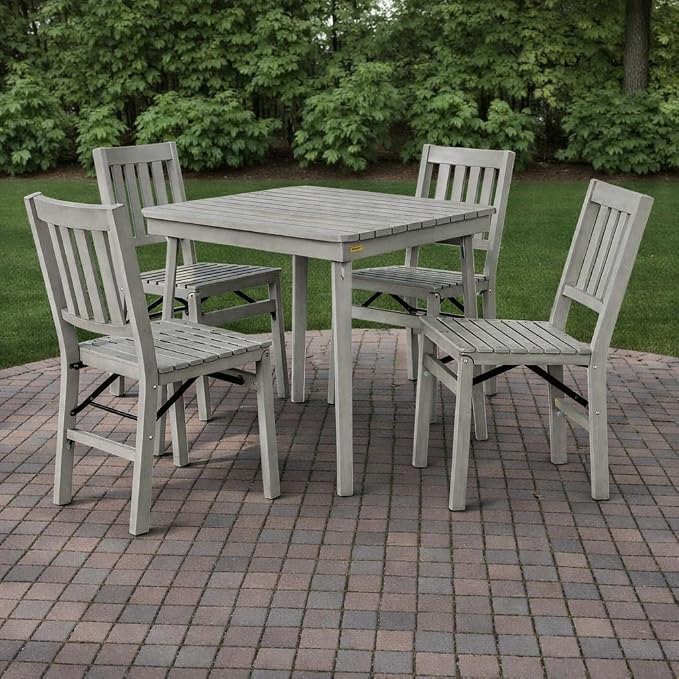 Stakmore Outdoor Wood Folding Table, Gray Finish – No Assembly Required, Space-Saving Design