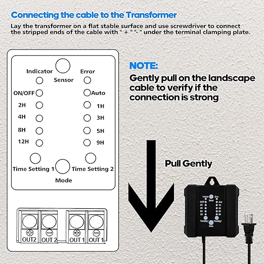 100W Outdoor Low Voltage Transformer with Timer and Photocell Sensor,120V AC to 12V DC Weatherproof for LED Landscape Lighting,Deck Lights,Spotlight, Pathway Light,ETL Listed