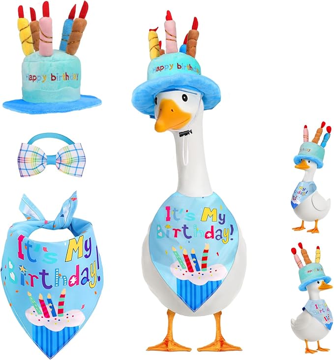 Wanocean Porch Goose Outfits,Yard Outfit Set,Porch Cement Goose Costume Fit 17"- 23" Geese for Outdoor Garden