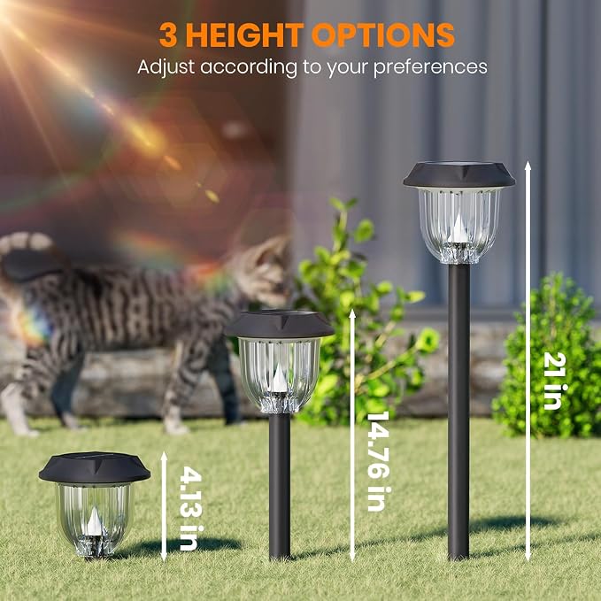 AOSEA Bright 12 Pack Solar Lights Outdoor IP65 Waterproof,LED Solar Lights for Outside,Landscape Lighting,Garden Decorative for Yard,Patio,Landscape,Pathway,Sidewalk,Driveway,Lawn (Cold White)
