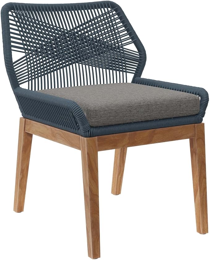 Modway Wellspring 5-Piece Outdoor Patio Dining Table Set in Blue Graphite