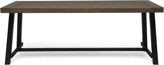 Christopher Knight Home Beau Outdoor Eight Seater Wooden Dining Table, Gray and Black Finish