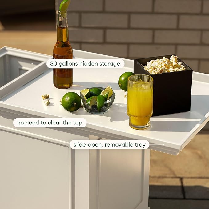 Veradek 30-Gallon Brixton Tray Table - 2-in-1 Outdoor Side Table with Storage + Tray for Patio | Durable All-Weather Resistant | Classic & Functional