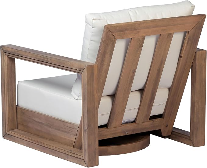 Christopher Knight Home 6-Piece Patio Furniture Set, Acacia Wood Outdoor Sofa Set with 3-Seater Sofa Loveseat 2 Swivel Rocking Chairs Coffee Table Side Table, Deep Seat Patio Conversation Set, Brown