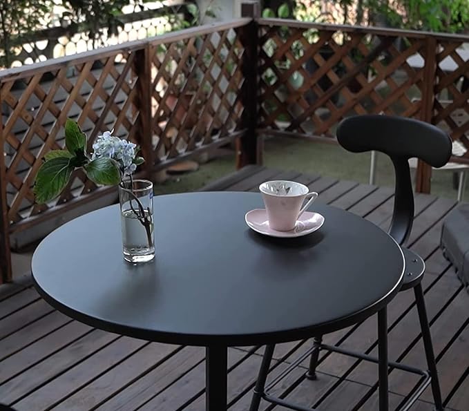 LOKKHAN Premium Steel Patio Bistro Table, Backyard Dining Table, Indoor-Outdoor Bar Table, Garden Coffee Table, Heavy Duty Round Metal Side Table, Waterproof, (27.5" Diax29.5 H)