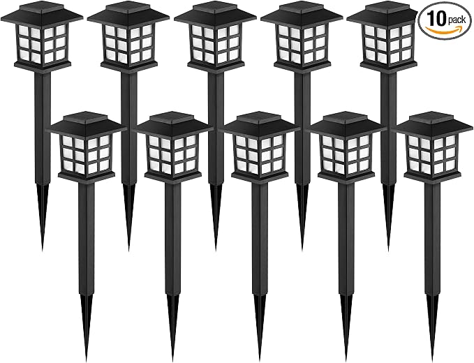 GIGALUMI Solar Lights Outdoor Waterproof 10 Pack, LED Garden Decor | Warm White LED Solar Garden Lights Outdoor Decor, 8 Hours of Landscape Lighting for Garden