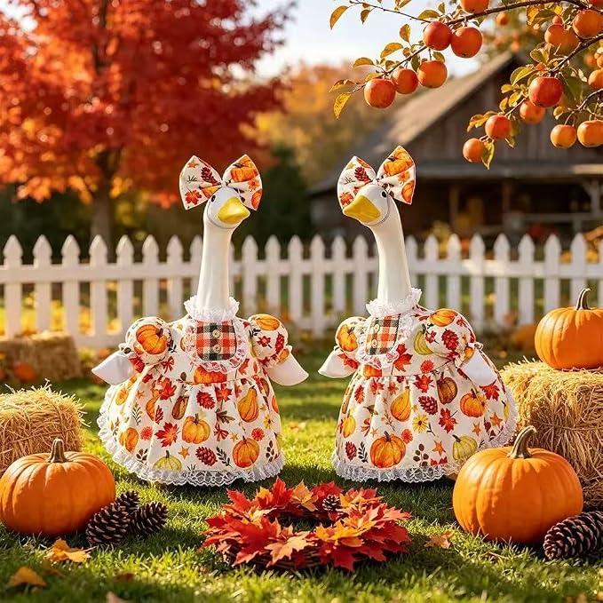 Porch Goose Outfit Set with Dress & Bow Accessories for 23" Goose Statue
