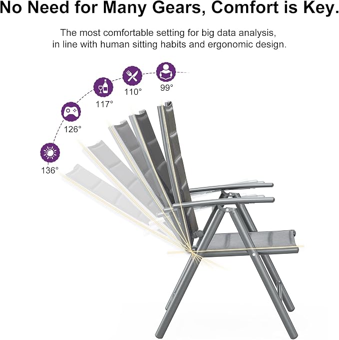 PURPLE LEAF Outdoor Dining Set for 10 Folding Patio Dining Set with Aluminum Rectangular Table and Padded Chairs All Weather Dining Table Sets for Garden Backyard Poolside, Grey