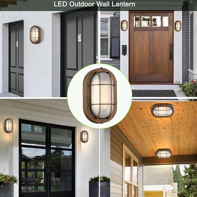 WISBEAM 2 Pack LED Bulkhead Light Bronze, Outdoor LED Wall Light for House, Dimmable, 6W Replace 60W, 450 Lumen 3000K Daylight White 80CRI, Waterproof, ETL Rated