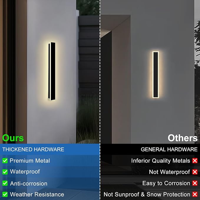 Modern Outdoor Wall Lights 2 Pack 31.5inch Long Outdoor Sconce Light | Outdoor Light Fixtures Wall Mount LED 3000K Linear Exterior Sconce IP65 Waterproof Outside Light Fixtures for House Garage