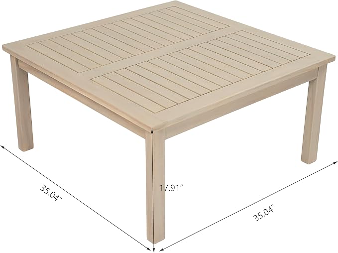 Christopher Knight Home Alex Acacia Wood Outdoor Patio Furniture Set for 6, Patio Sofa Set with Cushions, Patio Conversation Set with Sectional Sofa+Club Chairs and Coffee Table, Light White+Sand