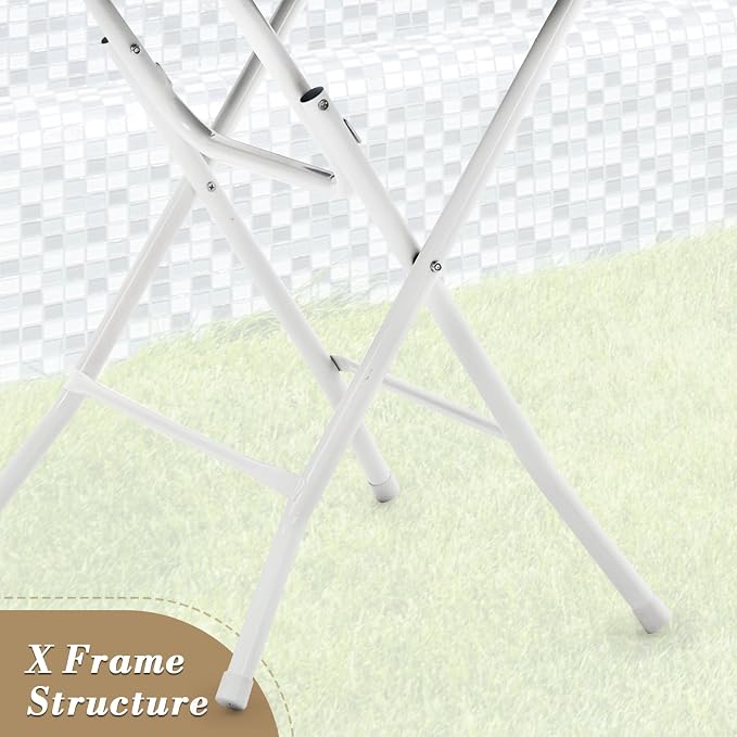 Athena Collection 2.6ft Folding Table, Portable Plastic Round Table Collapsible Card Craft Table with Steel Legs for Indoor Outdoor, Foldable Utility Dining Table for Commercial Camping Party, White