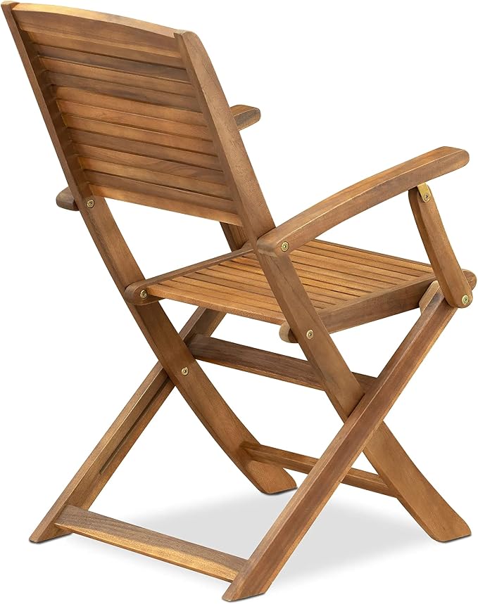 East West Furniture DIHD5CANA 5 Piece Outdoor Patio Dining Sets Consist of an Oval Acacia Wood Table and 4 Folding Arm Chairs, 36x60 Inch, Natural Oil