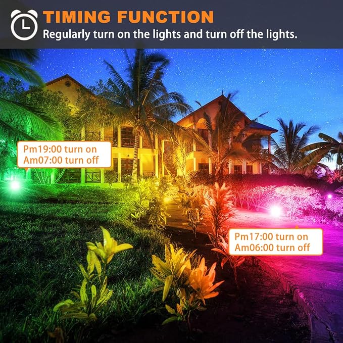 Led Flood Light 500W Equivalent, RGBW Led Outdoor Lights Colored Floodlight | Remote Control, 50W,5000ML 2700K,120 Colors, Timing, Dimmable, Custom Modes, Landscape Lighting (4 Pack)