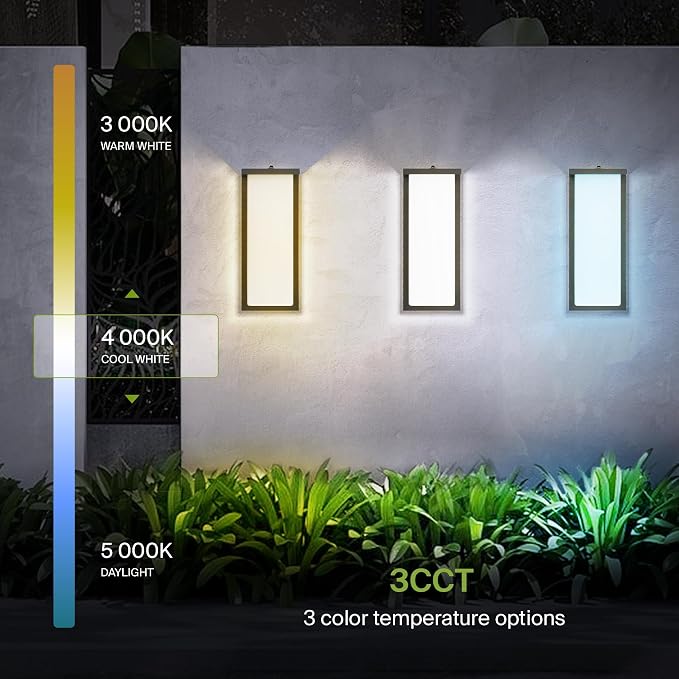 ASD LED 14" Outdoor Wall Light, Dusk to Dawn Front Door House Sconce | 3CCT, Photocell, Waterproof, ETL Listed | 20W 1900LM 3000-5000K 120V | Exterior Patio Lighting Fixture, Porch Lamp | Black