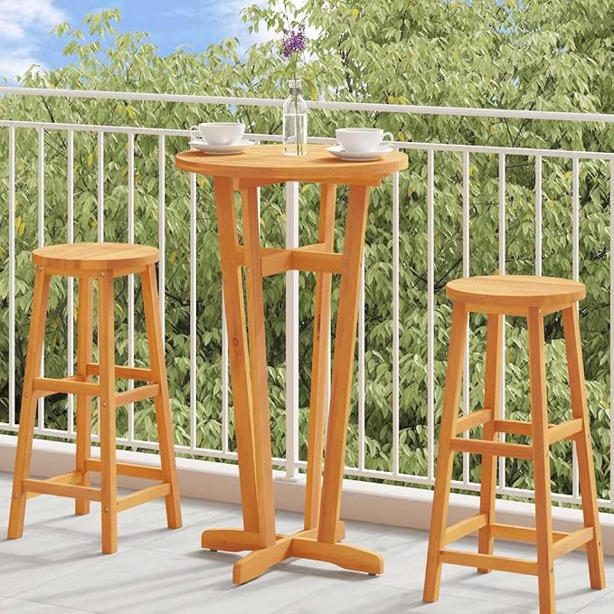 vidaXL Bar Table, Outdoor Pub Table, Bistro Table, Counter Height Table for Balcony Porch Garden Deck Backyard, Farmhouse, Solid Acacia Wood
