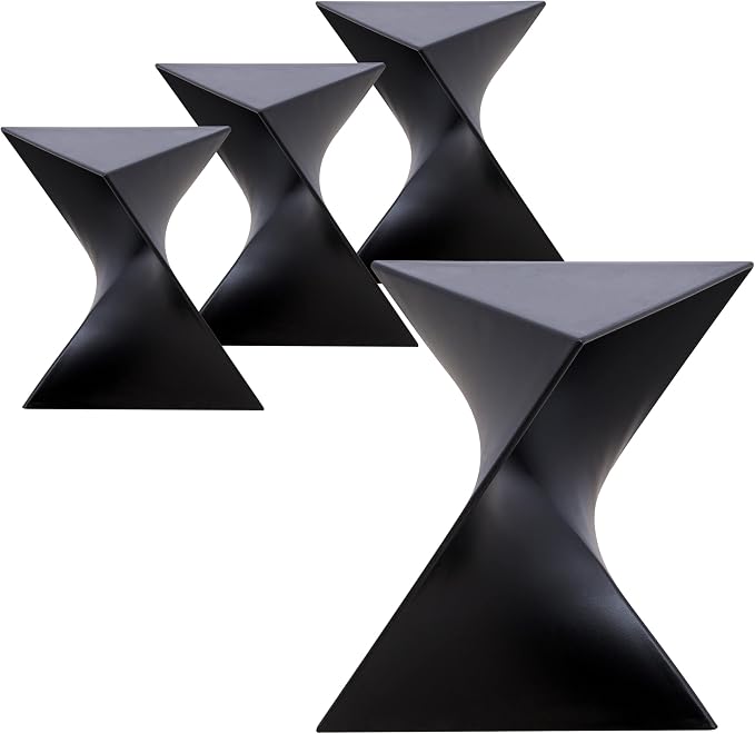 LeisureMod 15.75" Triangular Side Table, Stackable Plastic Accent End Table for Indoor & Outdoor Use, Weather-Resistant Modern Patio & Living Room Table, Set of 4, Black