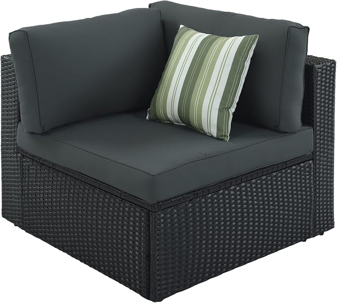 7 Pieces Outdoor Patio Furniture Set Wicker Rattan Sectional Sofa All-Weather PE Rattan Patio Conversation Set with Tempered Glass Top Table for Porch Garden Backyard Balcony and Poolside