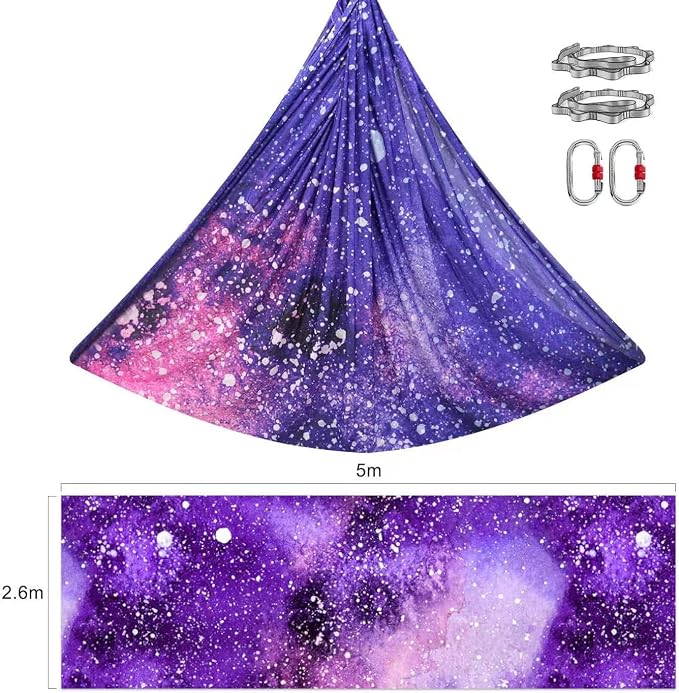 F.Life Aerial Yoga Hammock kit- Yoga Swing Multicolor 5 yards-Flying Yoga Include Daisy Chain,Carabiner and Pose Guide