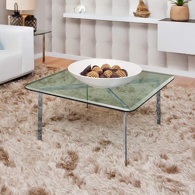 Dulles Glass 18 inch Square Glass Table Top - Tempered - 1/2" Thick Glass Surface, Safe Beveled Edge, Eased Corners, Multipurpose for Dining Table, Patio, Coffee and End Table