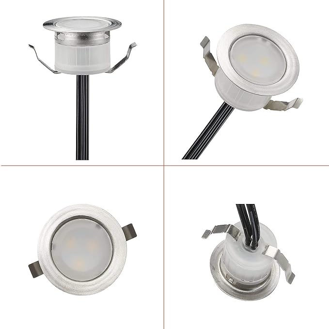 Low Voltage LED Deck Light, 30pcs Φ1.22 Recessed Warm White | IP67 Waterproof Outdoor, 0.6W per Light, for Garden Yard Pathway Patio Step Stairs Decor