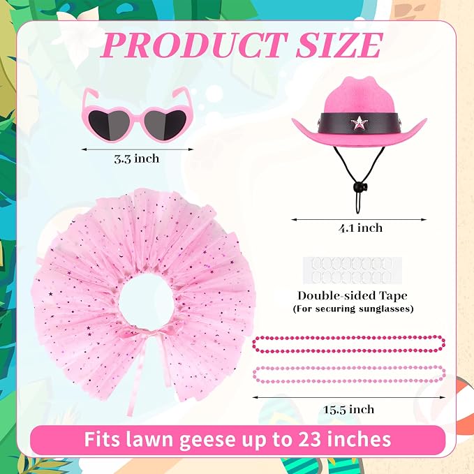 Princess Porch Goose Outfits, Summer Goose Clothes Fits 17-23 In Geese | Cute Goose Outfit Costume with Tutu Skirt for Outdoor Garden Lawn Art Decor(Pink)