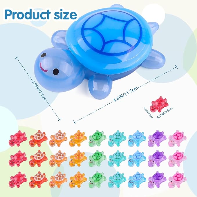 200 Pcs Mini Resin Turtle with 1 Pc Jumbo Resin Blue Turtles, Luminous Miniature Tiny Sea Turtles Glow in The Dark for Fairy Garden Dollhouse Micro Landscaping