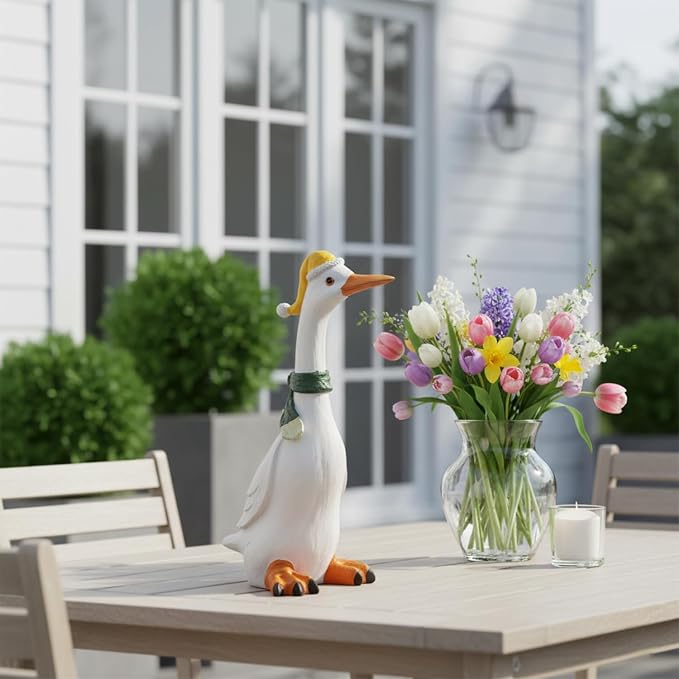 Porch Goose Garden Statue, Porch Goose Statue for Outdoor Decor, Goose Yard Sculpture Garden Decor, 11 Inches Yard Goose, Resin Goose Figurine for Patio, Balcony, Yard, Lawn Ornament, Unique Gift