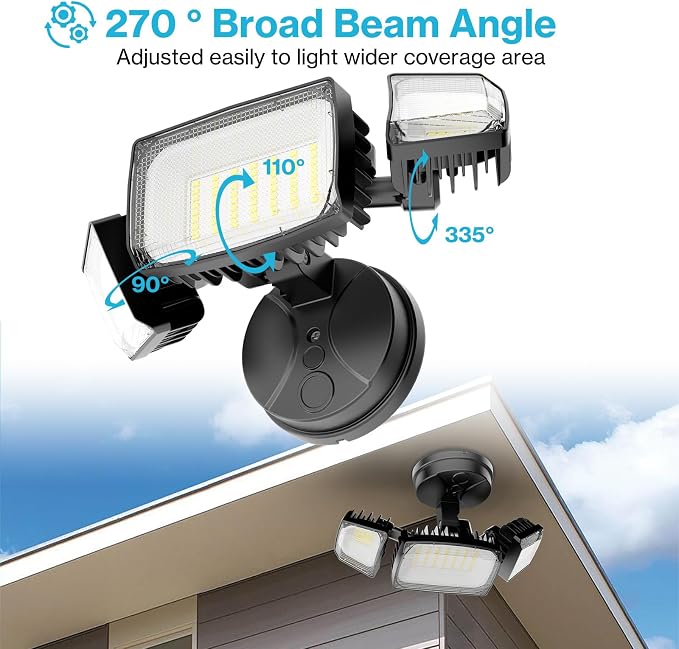 Olafus 80W Flood Lights Outdoor 2 Pack, Switch Controlled LED Security Lights 8000LM, 6500K Outside Floodlight, IP65 Waterproof Exterior Light Fixture for House, Yard, Garage, Wall/Eave Mount Black