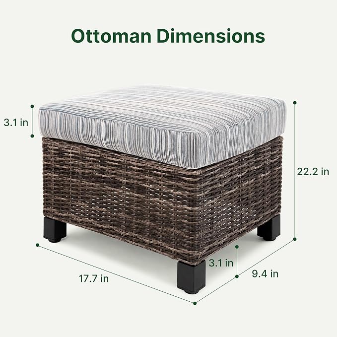 Wicker Patio Conversation Set, Outdoor Patio Furniture Set with Deep Seating, Wide Armrests & Thick Cushions, All-Weather Outdoor Furniture Set for Patio, Porch, Deck & Backyard