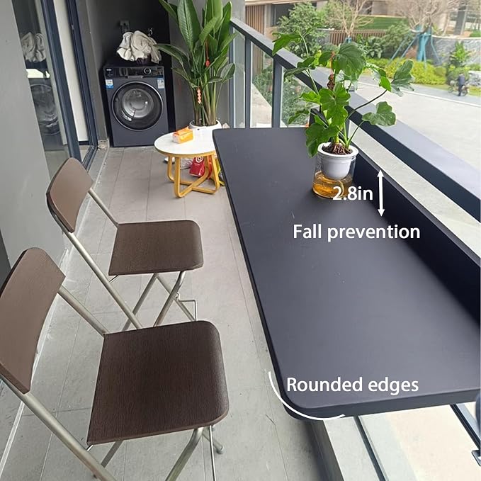 Outdoor Side Tables Rail Hanging Outdoor Folding Balcony Shelf 32 40in Folding Deck Table 5 Height Adjustable Space Saving Floating Better Bench for Patio Indoor Garden(White,31.5x15.7in)