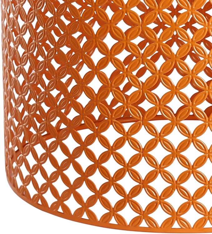 Cylindrical Outdoor Side Tables Set of 2, Metal Frame Accent Table End Table, Vintage Side Tables for Patio Gardens Balconies Cafes Parks (2, Orange)