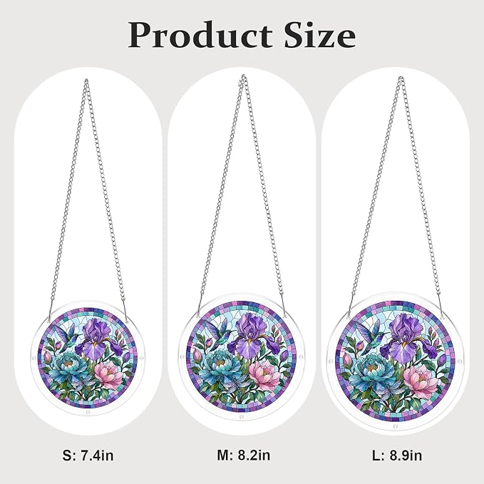 Acrylic Puzzle Suncatcher, Sun Catchers Puzzle for Window Hanging | 8.2 Inch Iris Floral DIY Suncatcher Puzzle for Adults, Ideal Gifts for Women, Men, Wife, Mom, Home & Garden Decor