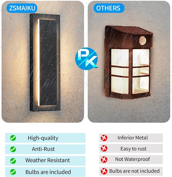Outdoor Wall Light Modern Wall Lighting 15.7 in,12 W | Waterproof Exterior Lighting Fixtures Wall Mount,Porch Lights Outdoor For Patio Entrance Front Door,3000K,1 Pack