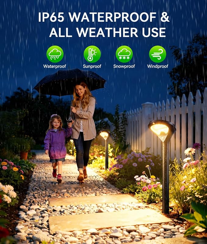 Solar Pathway Lights Outdoor with Motion Sensor, 6 Pack Security Solar Garden Lights, 400LM Bright LEDs, Upgraded Glass Panel, 3 Modes Waterproof Path Lights for Yard Patio Walkway Driveway