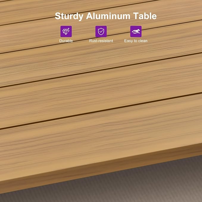 PURPLE LEAF Outdoor Dining Set All-Weather PE Rattan Outdoor Patio Furniture Set with All Aluminum Frame Rectangular Table and Chairs 12 Pieces Set for Lawn Garden Backyard Deck, Teak