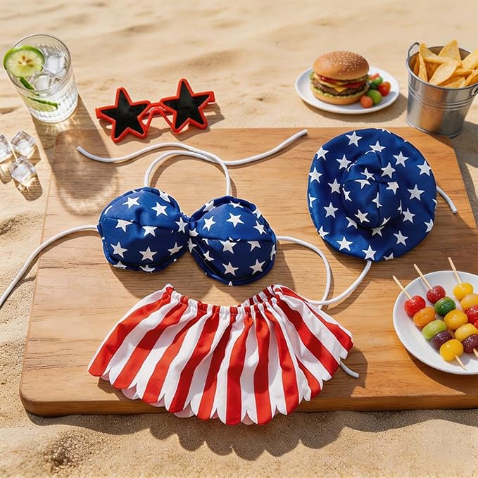 STONESTAR 4th of July Patriotic Porch Goose Outfits, Summer Bikini Lawn Goose Clothes Fits Large 23" H Goose Statue Costume for Independence Day & Memorial Day Outdoor Garden Yard Patio Decor