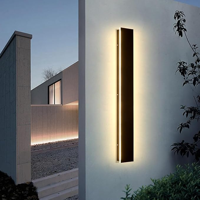 AioTio 39.3in Modern Outdoor Wall Light for House, Black Upgraded 4.72in Wide 3000K Waterproof IP65 Porch Lights Wall Sconce,Long LED Linear Outside Exterior Lighting Fixtures for Garage,Front Door