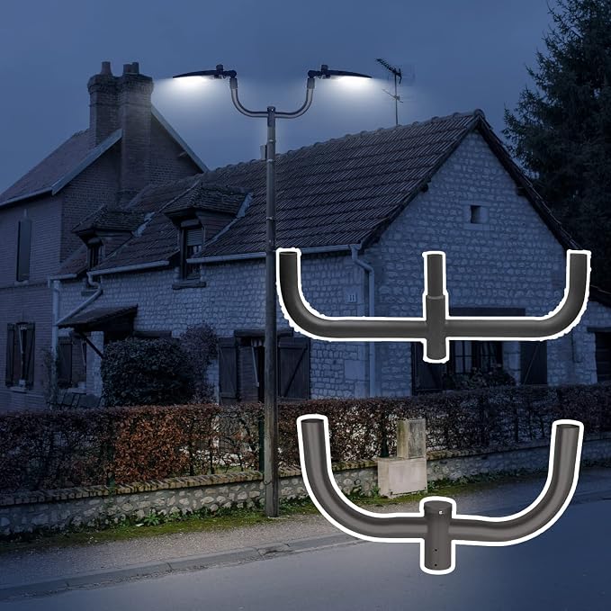 180 Degree Quad Bullhorn Tenon Adapte for 3 Lights,Outdoor Light Mounting Bracket for Round Pole,Triple Tenons for LED Parking Lot Light with Slip Fitte Mounting