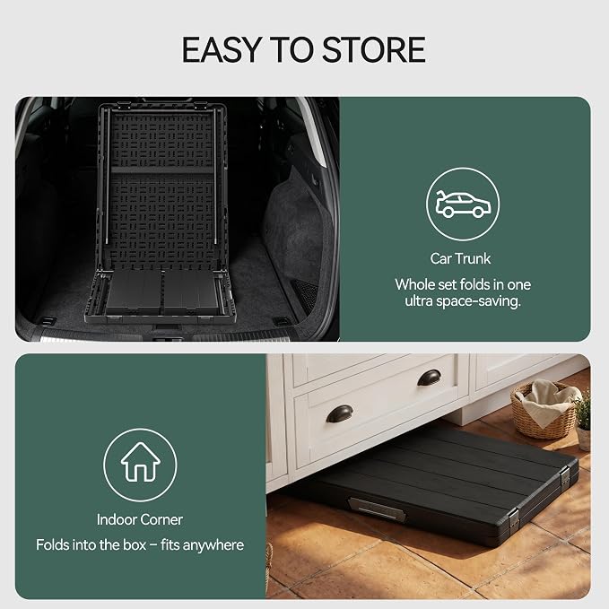 6FT All-in-One Folding Table and Chair Set, Seats 6-8, Chairs Store Inside to Form Carrying Case, Heavy Duty HDPE & Steel, Portable Space-Saving for Outdoor, Party, Camping, Picnic,Black
