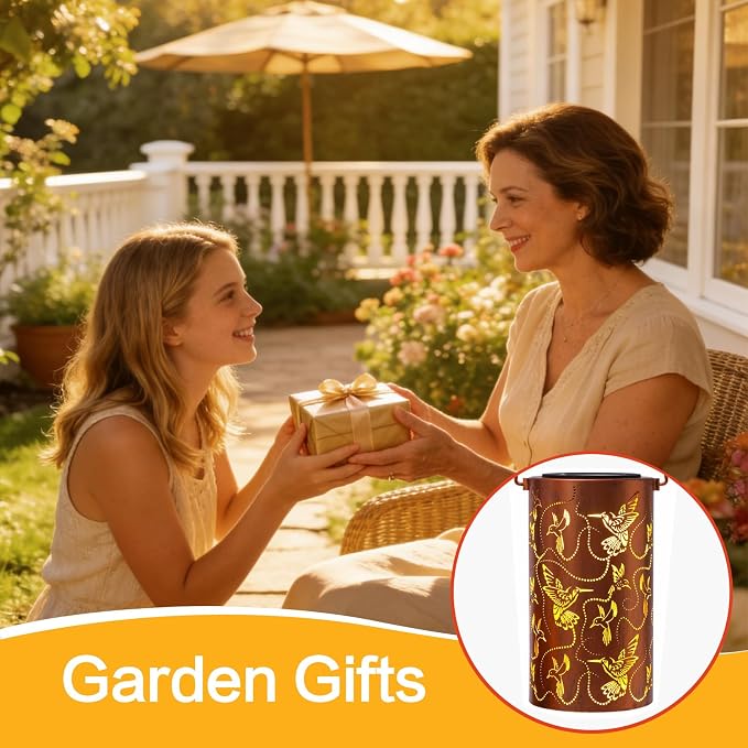 Solar Lanterns Outdoor Hanging Hummingbird Decor Lantern,Waterproof Hollow Out Metal Decorative Garden Light,Graceful Decoration for Patio,Yard,Landscape,Walkway,Festival