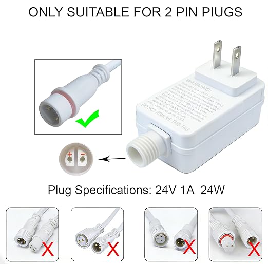Class 2 Power Supply for Permanent Outdoor Lights, 24V 1A 24W Power Adapter | LED Transformer Replacement and Suitable for Permanent Outdoor Lighting Within 33ft（10m）